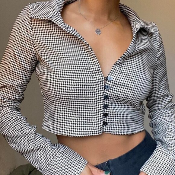 ZARA Houndstooth Crop Top - Picture 3 of 15
